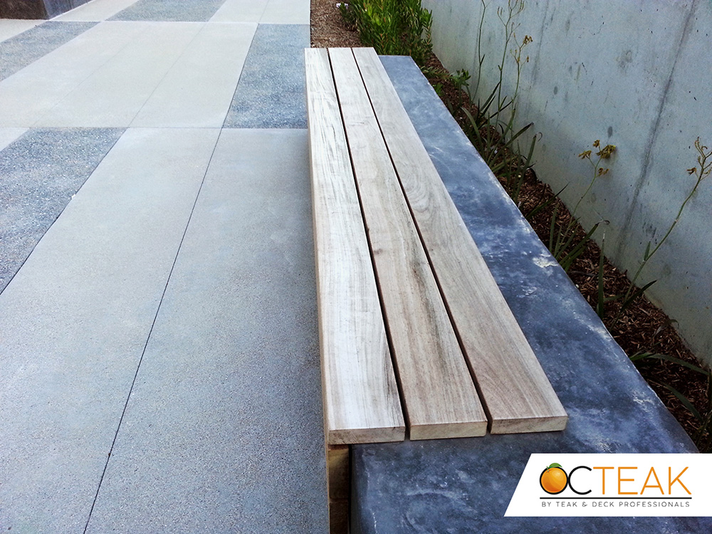 before refinishing patio bench in Orange County | OC Teak