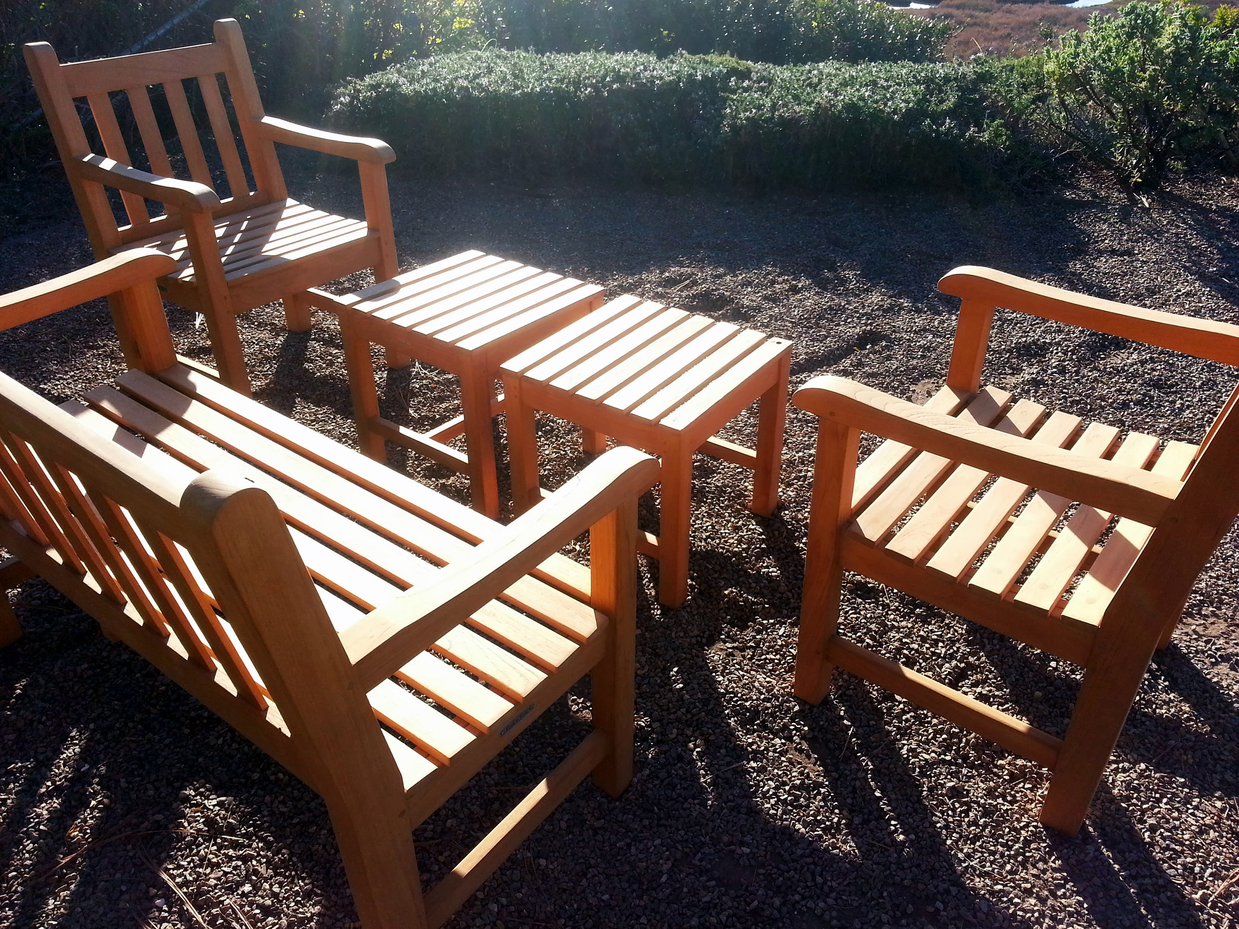 Buena Park teak bench refinished | OC Teak