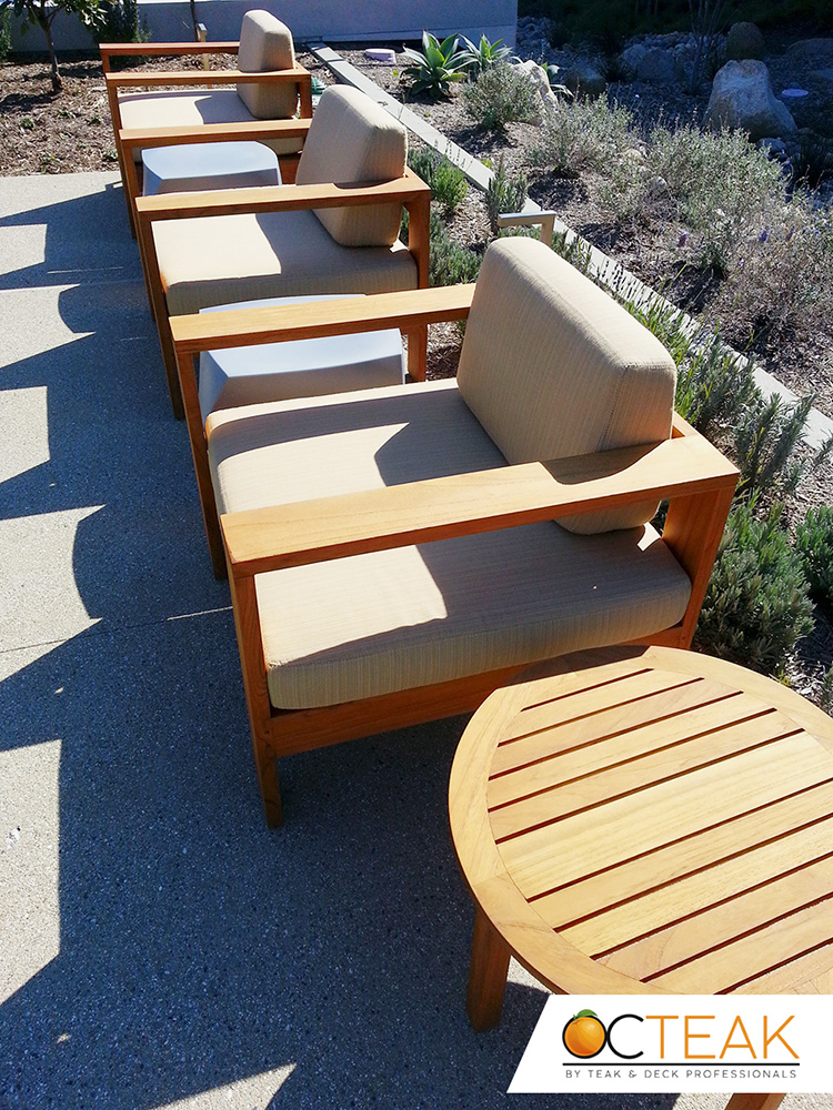 Set of teak patio chairs restored in Orange County | OC Teak