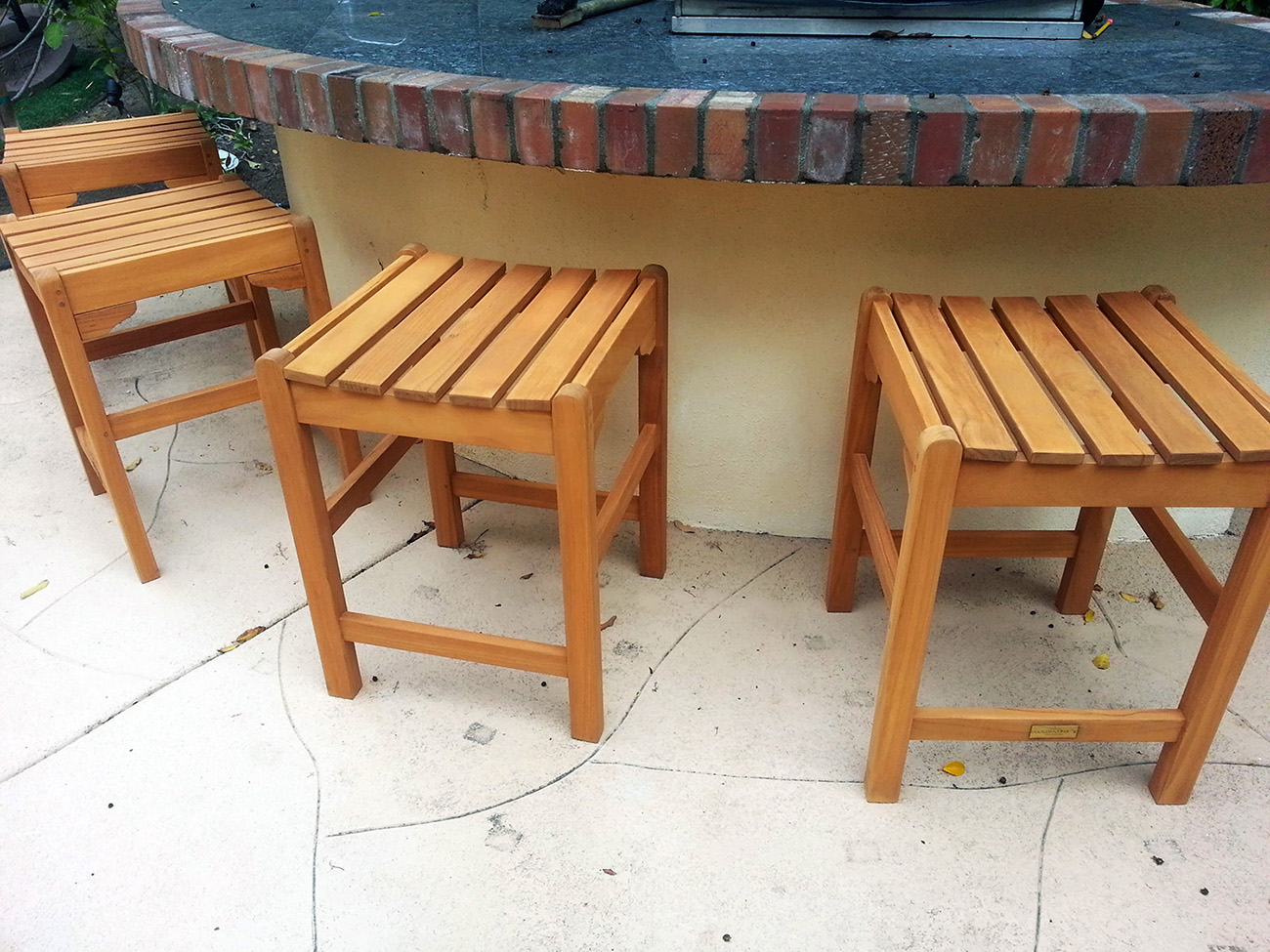 Set of teak stools restored in Orange County | OC Teak